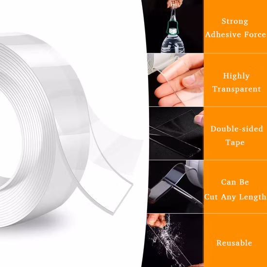 Amazon New Trends-Produkt, 1 m/3 m/5 m Länge, für Badezimmer, Küche, Büro, doppelseitiges Grip-Nano-Klebeband, wiederverwendbar